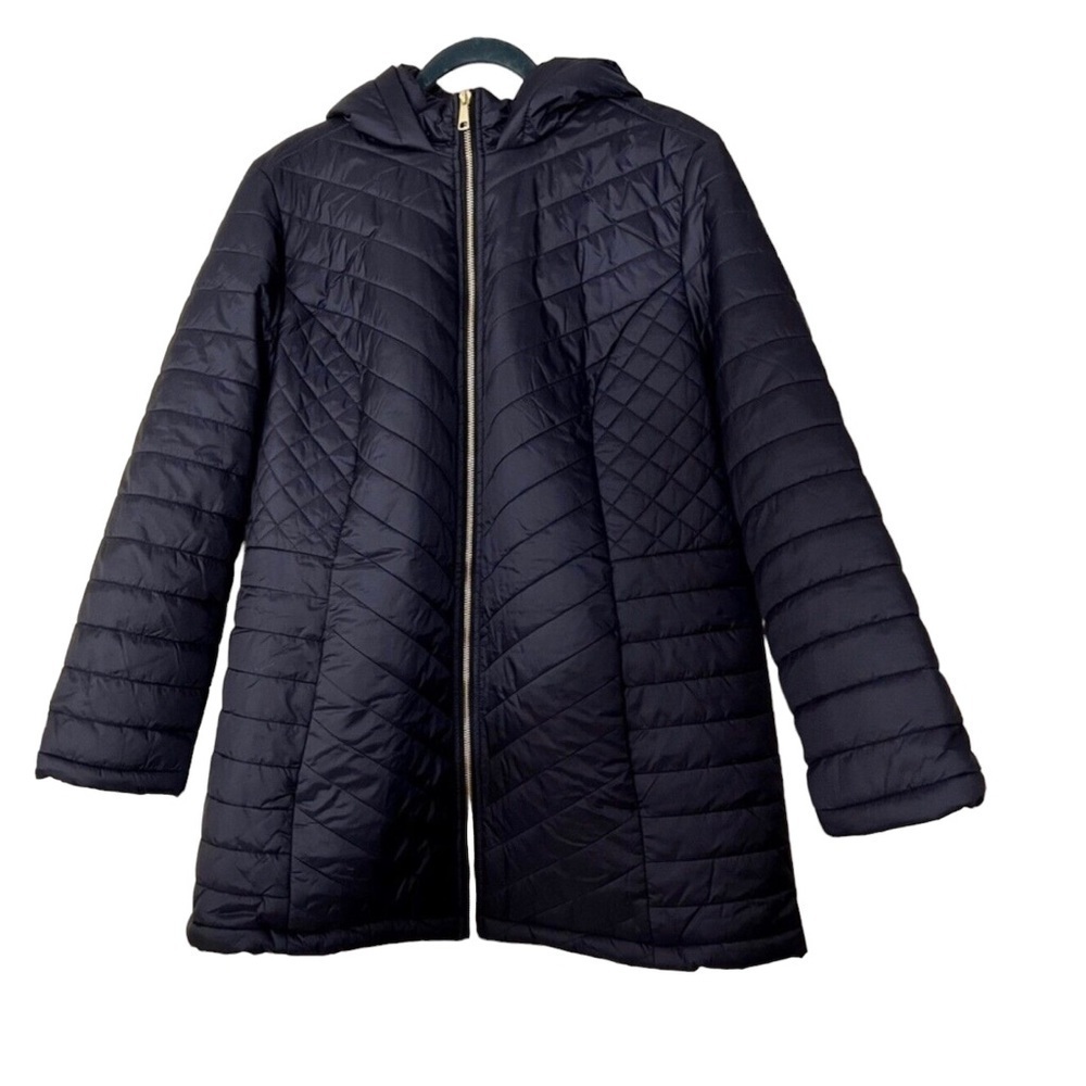 45. NWT Zuda Navy Puffer Jacket with Ruching and Hood XXS